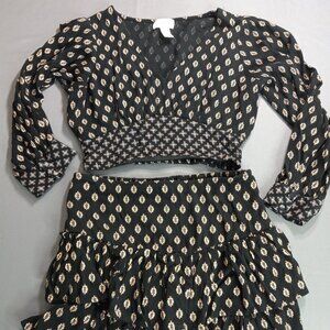 Jopaa Crop Top & Tiered Mini Skirt Two-Piece Set Size M